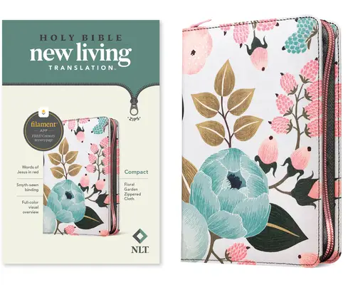 NLT Compact Zipper Bible Floral Garden